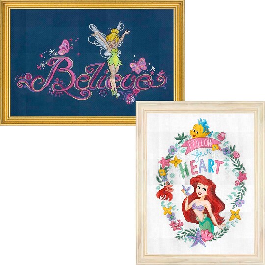 Dimensions; Disney Princess Assortment, Set of 2 Counted Cross-Stitch Kit; Category:Cross Stitch; Image:1